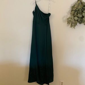 David’s Bridal one shoulder satin a-line dress